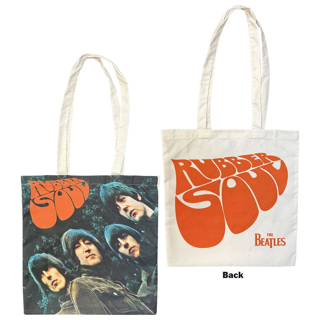The Beatles Cotton Tote Bag: Rubber Soul (Black) (Back Print)