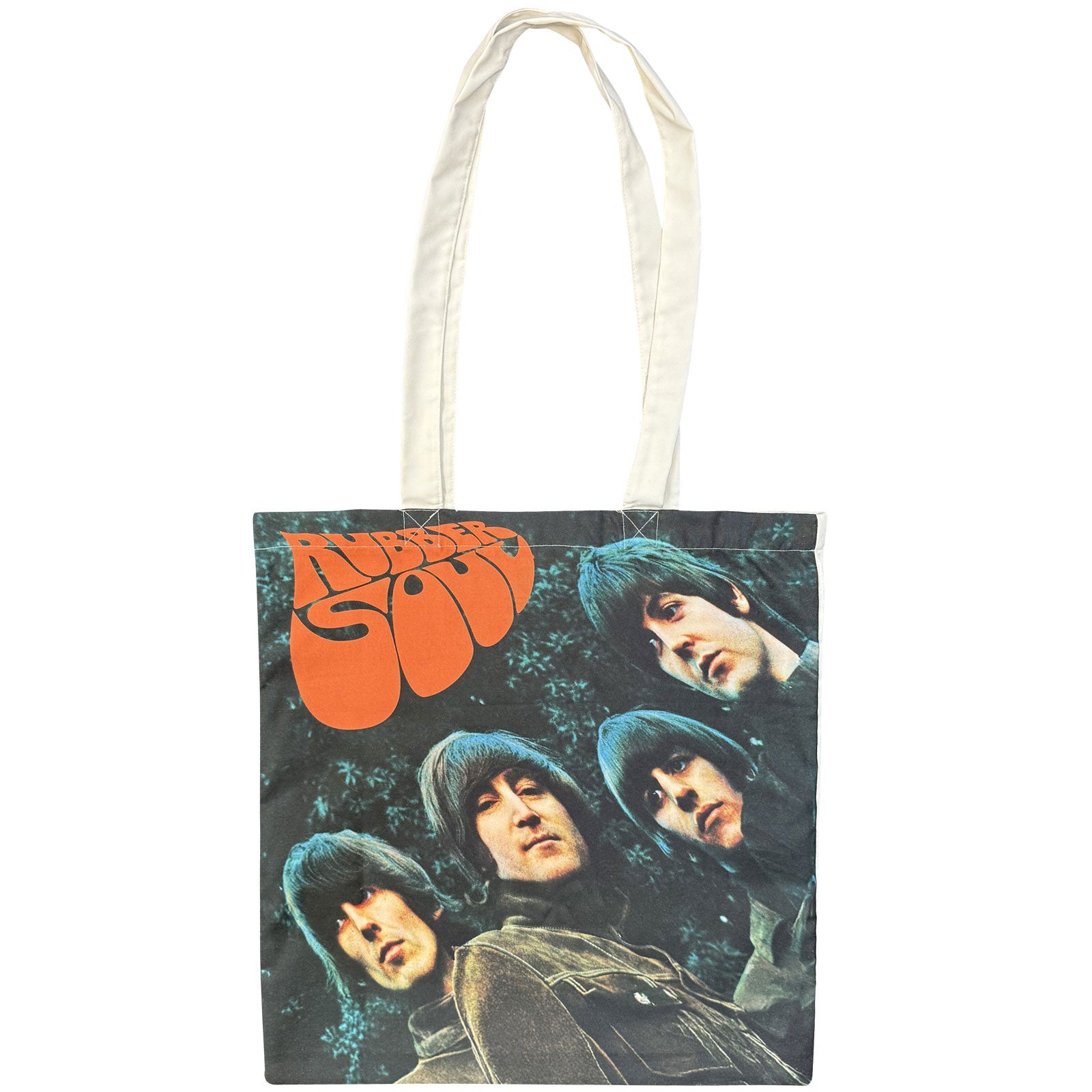 The Beatles Cotton Tote Bag: Rubber Soul (Black) (Back Print)
