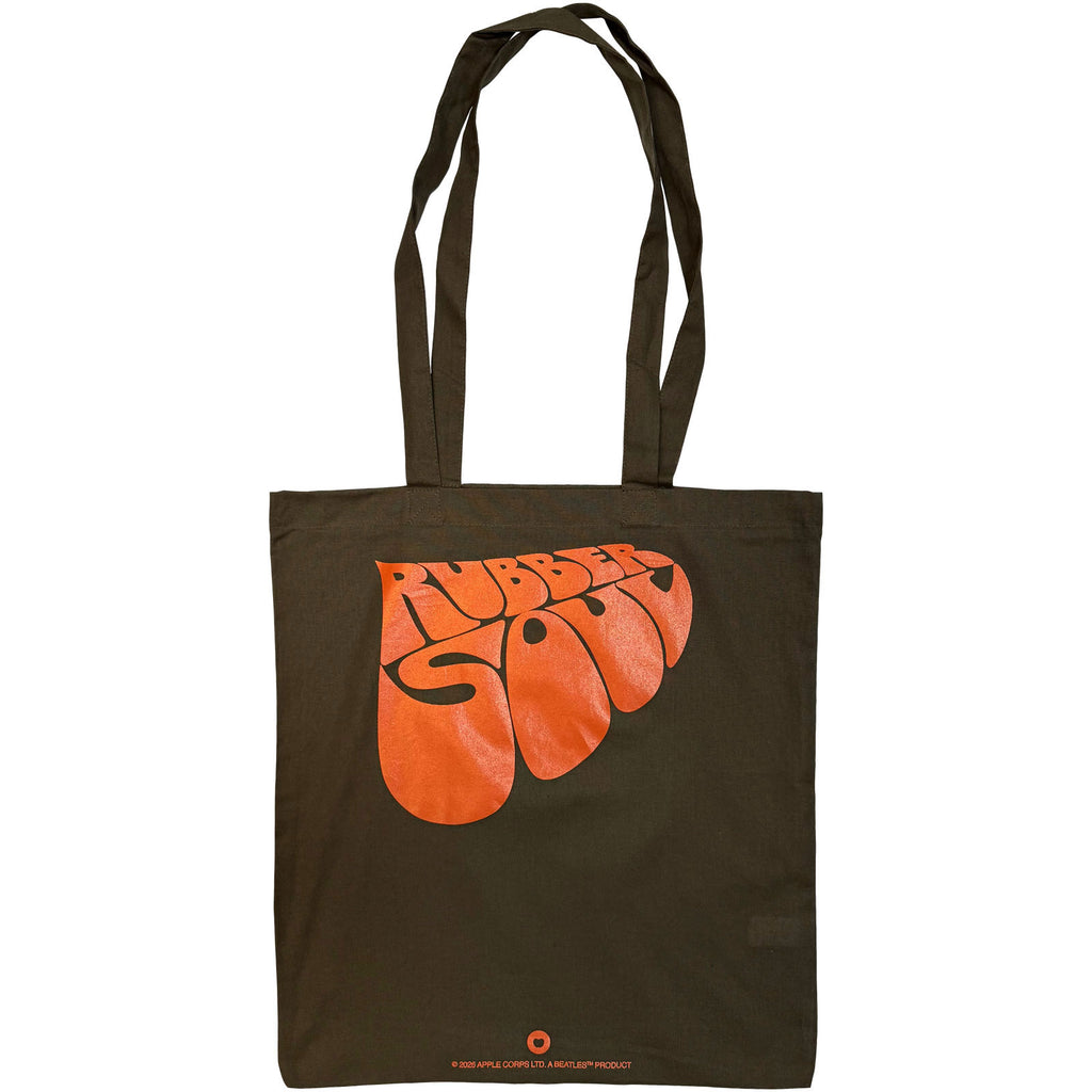 The Beatles Cotton Tote Bag: Rubber Soul (Olive Green) (Back Print)