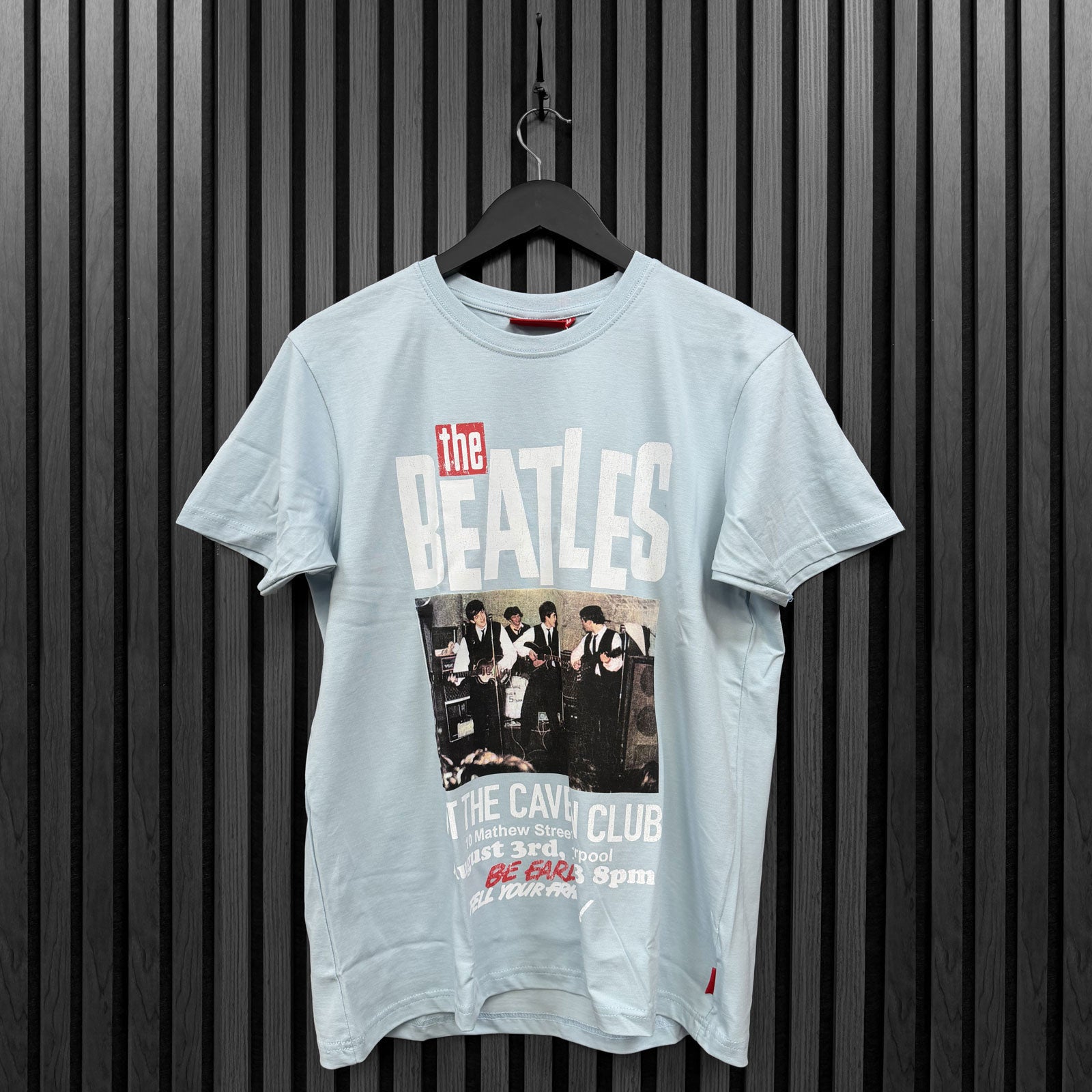 The Beatles Unisex Unplugged T-Shirt: Cavern (Light Blue) (Back Print)