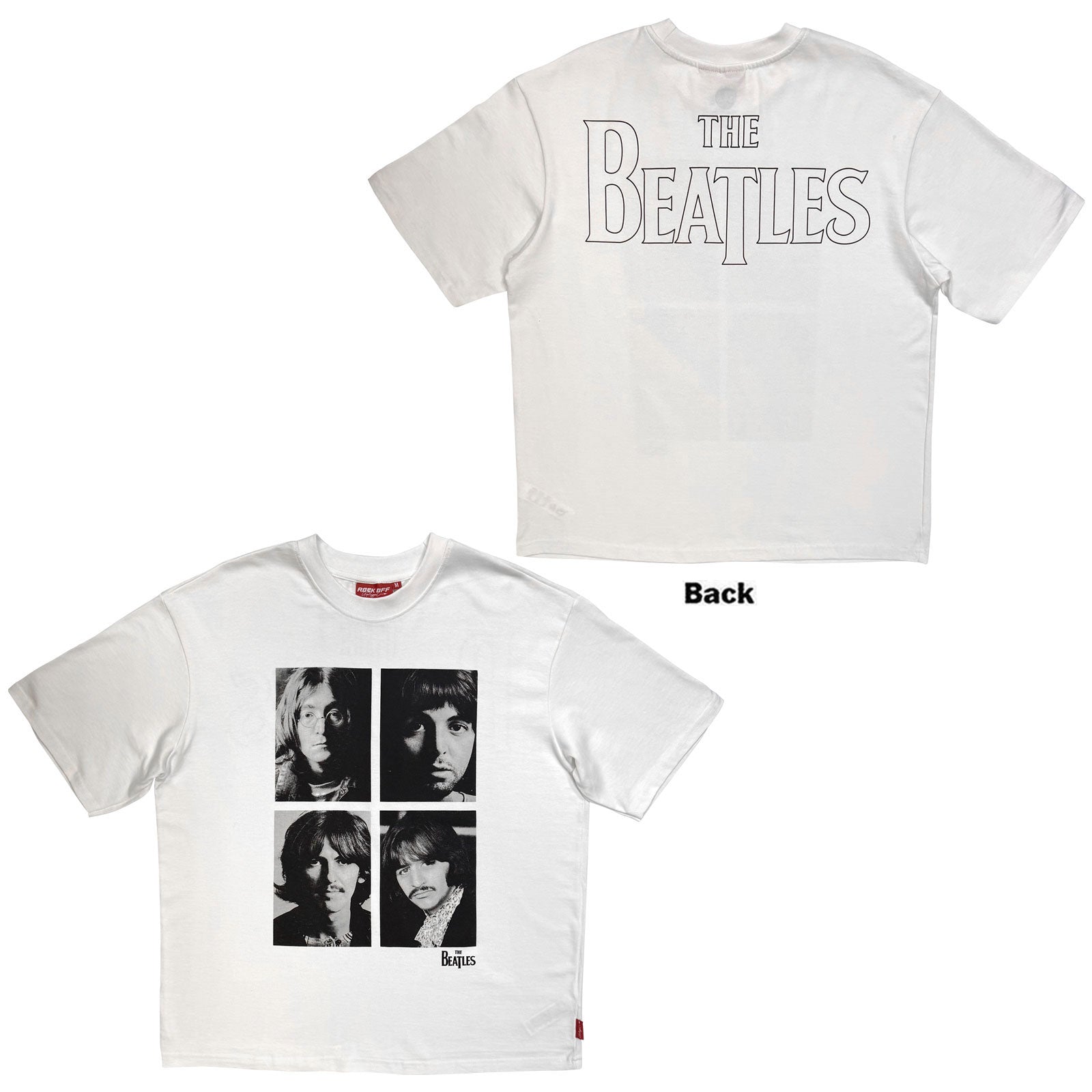 The Beatles Unisex Unplugged T-Shirt: Four Portrait Wash (White)