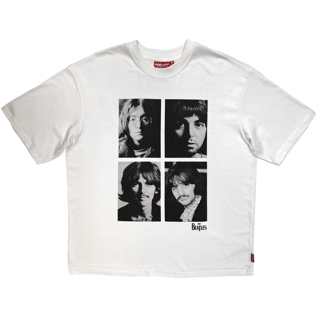 The Beatles Unisex Unplugged T-Shirt: Four Portrait Wash (White)