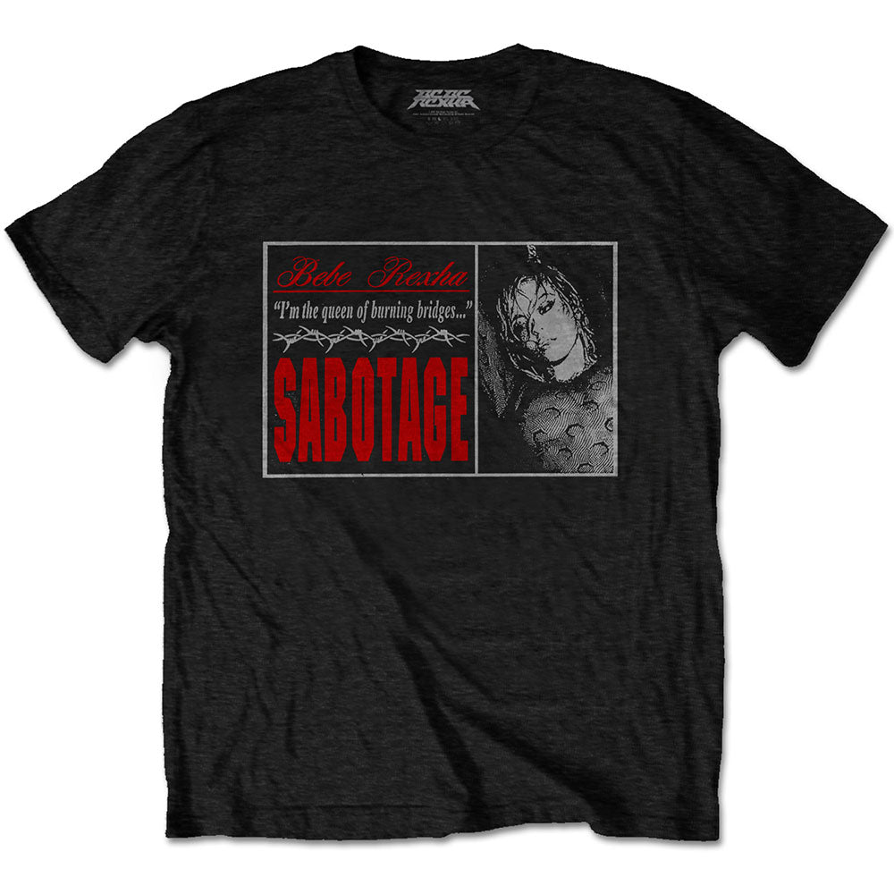 Bebe Rexha Unisex T-Shirt: Sabotage - Let You Down (Black) (Back Print)