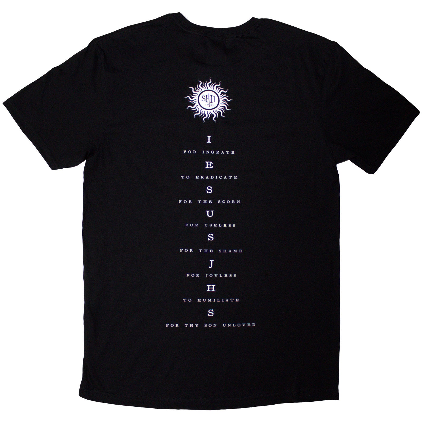 Behemoth Unisex T-Shirt: The Shit Ov God Vertical Logo Cover (Black) (Back Print)