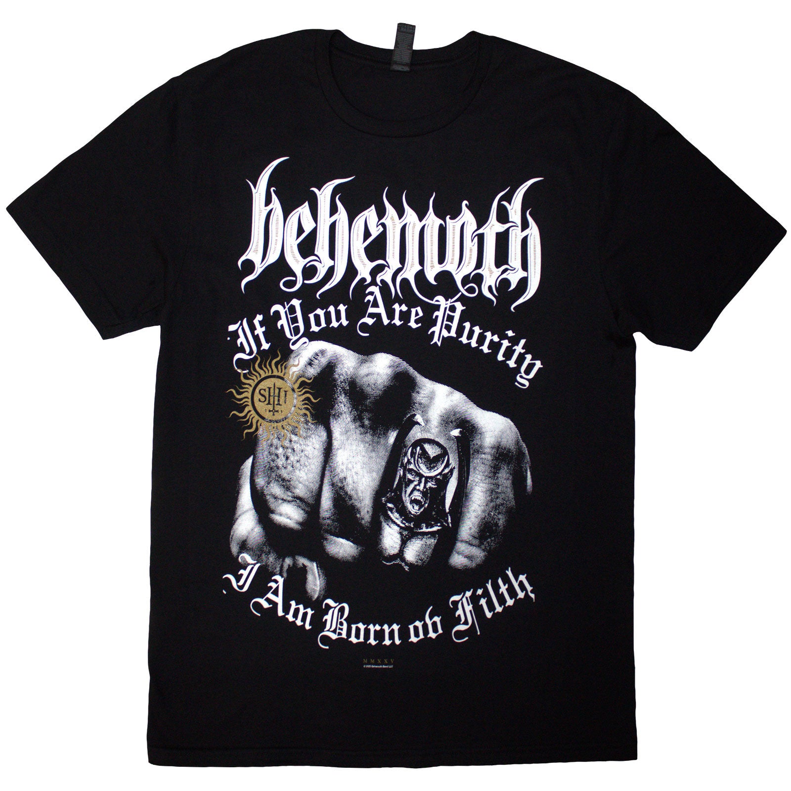 Behemoth Unisex T-Shirt: The Shit Ov God Purity Fist (Black) (Back Print)