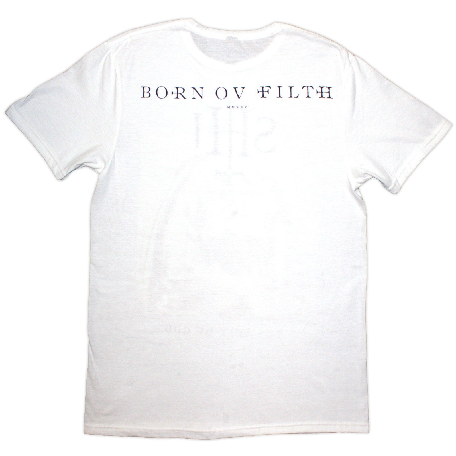 Behemoth Unisex T-Shirt: The Shit Ov God Sepia Parchment (White) (Back Print)