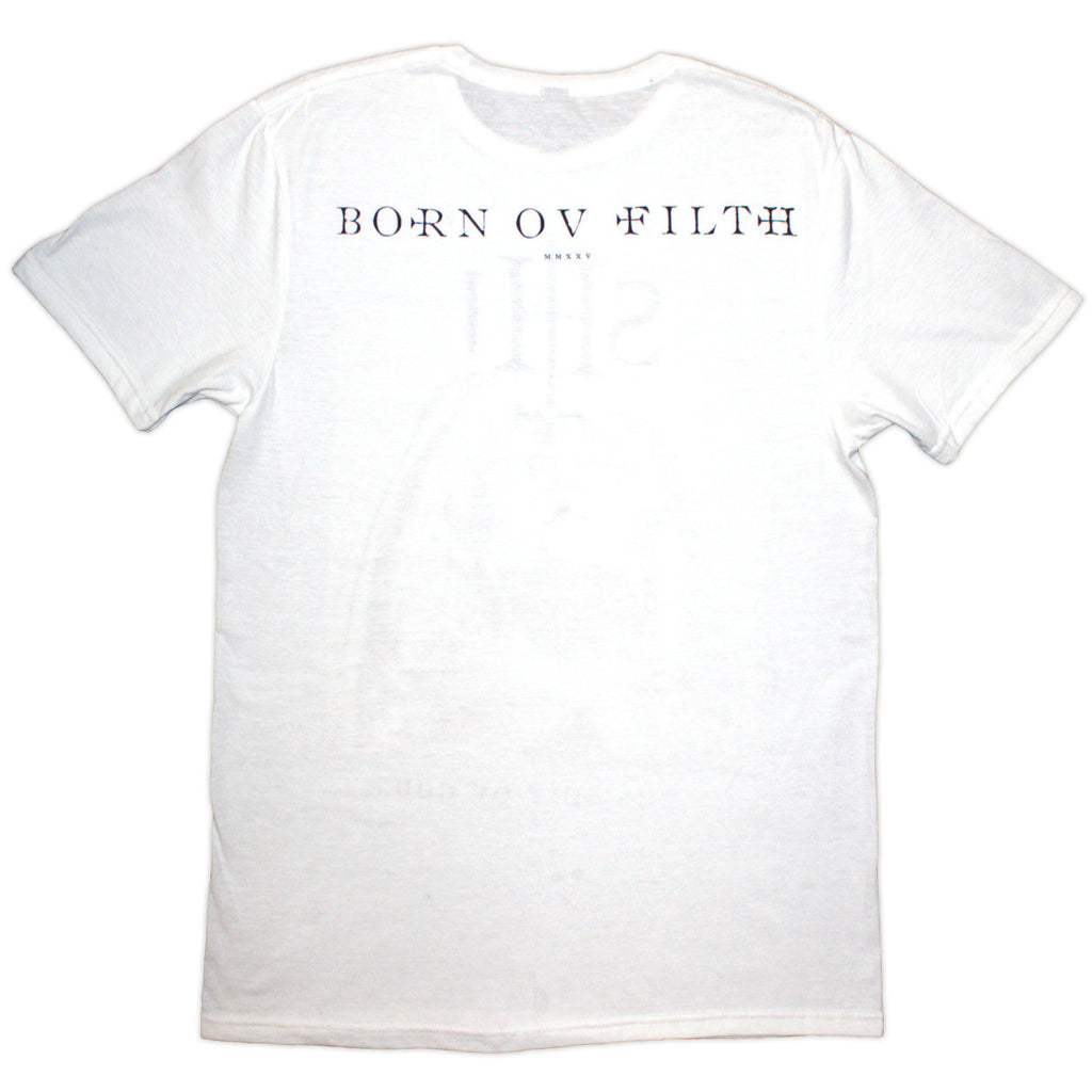 Behemoth Unisex T-Shirt: The Shit Ov God Sepia Parchment (White) (Back Print)