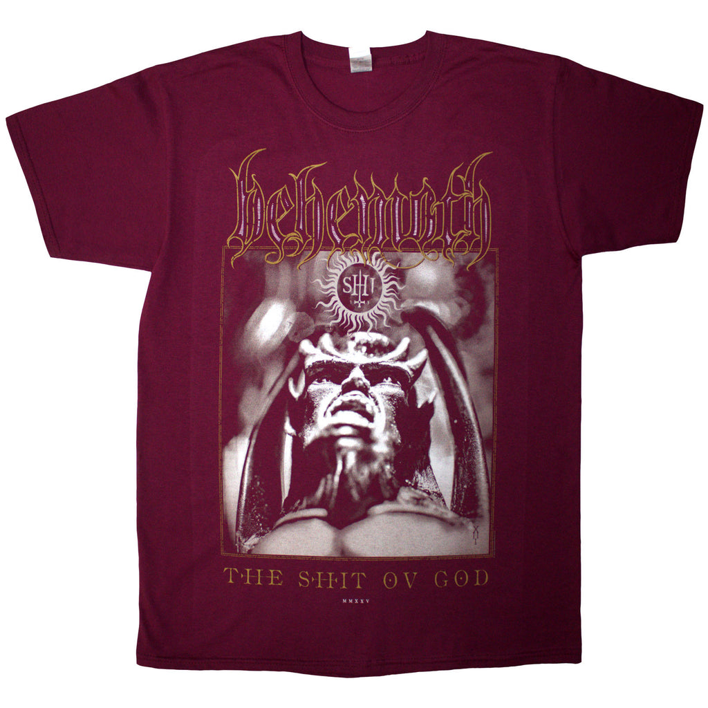 Behemoth Unisex T-Shirt: The Shit Ov God Cover (Red) (Back Print)