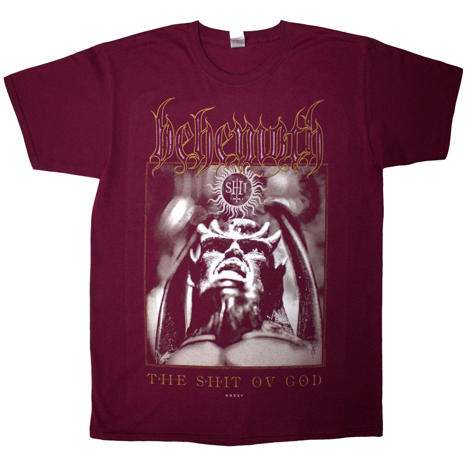 Behemoth Unisex T-Shirt: The Shit Ov God Cover (Red) (Back Print)