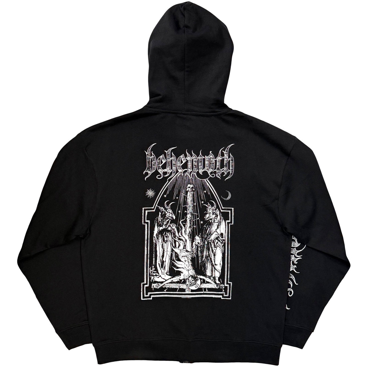 Behemoth Unisex Zipped Hoodie: Crucified (Black) (Back & Sleeve Print)