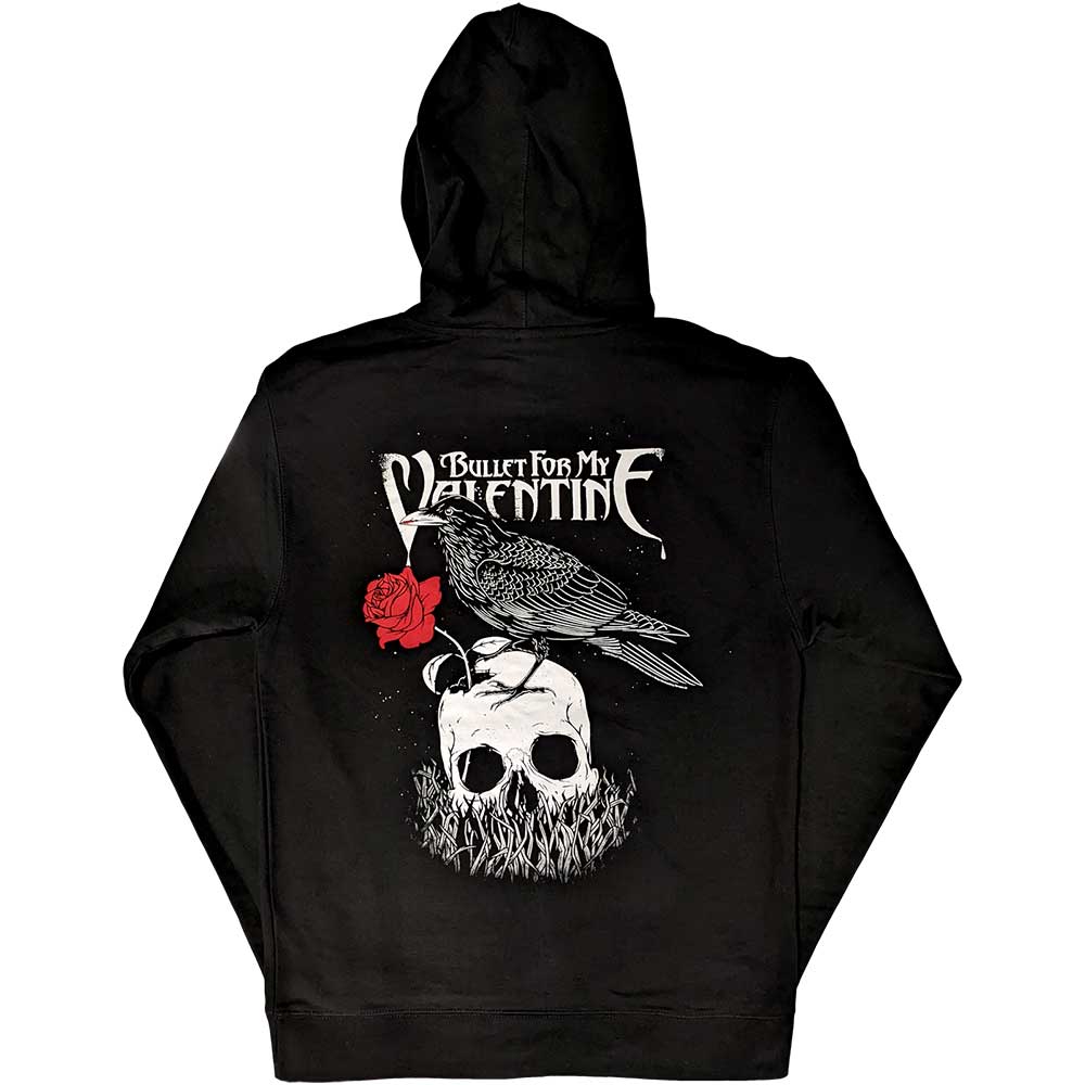Bullet For My Valentine Unisex Pullover Hoodie: Logo & Raven (Black) (Back Print)