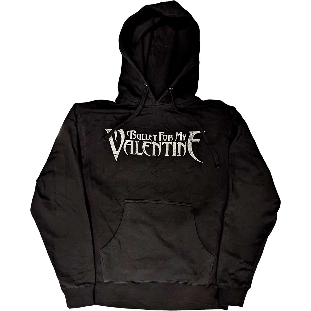 Bullet For My Valentine Unisex Pullover Hoodie: Logo & Raven (Black) (Back Print)