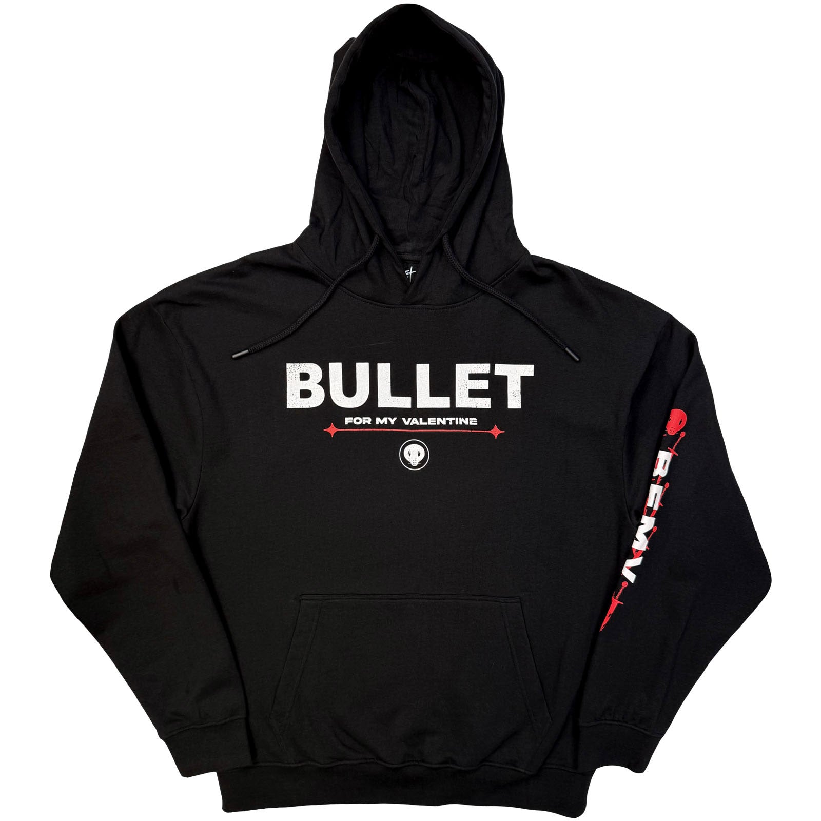 Bullet For My Valentine Unisex Pullover Hoodie: Skull (Black) (Sleeve Print)
