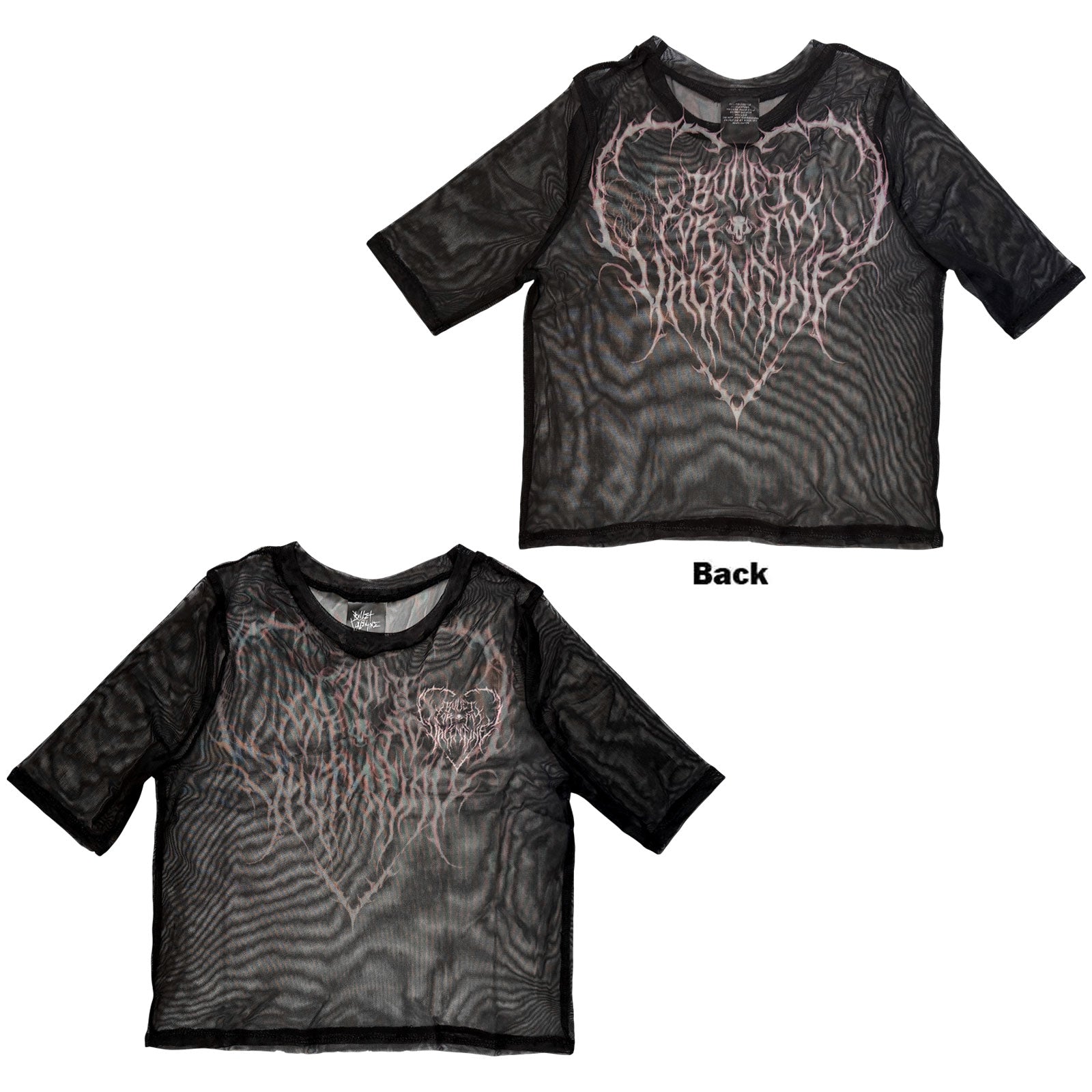 Bullet For My Valentine Ladies Mesh Crop Top: Deathcore (Black) (Front & Back)