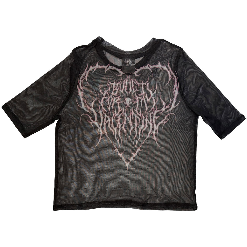 Bullet For My Valentine Ladies Mesh Crop Top: Deathcore (Black) (Front & Back)