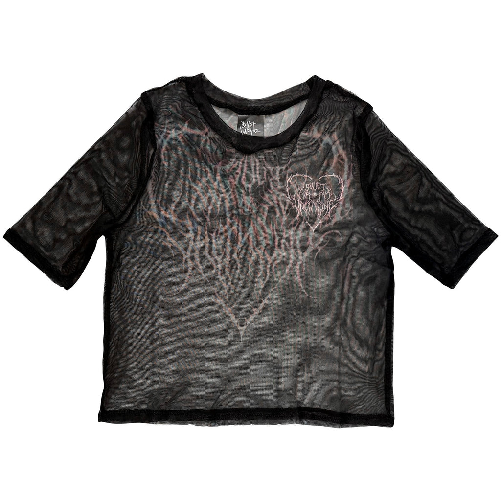 Bullet For My Valentine Ladies Mesh Crop Top: Deathcore (Black) (Front & Back)