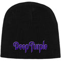 Deep Purple Unisex Beanie Hat: Logo (Black)