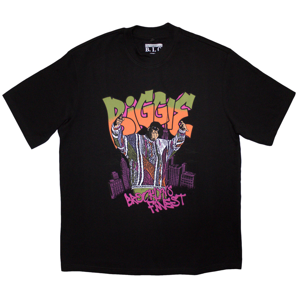 Biggie Smalls Unisex Oversized Boxy T-Shirt: Cartoon Graffiti (Black)