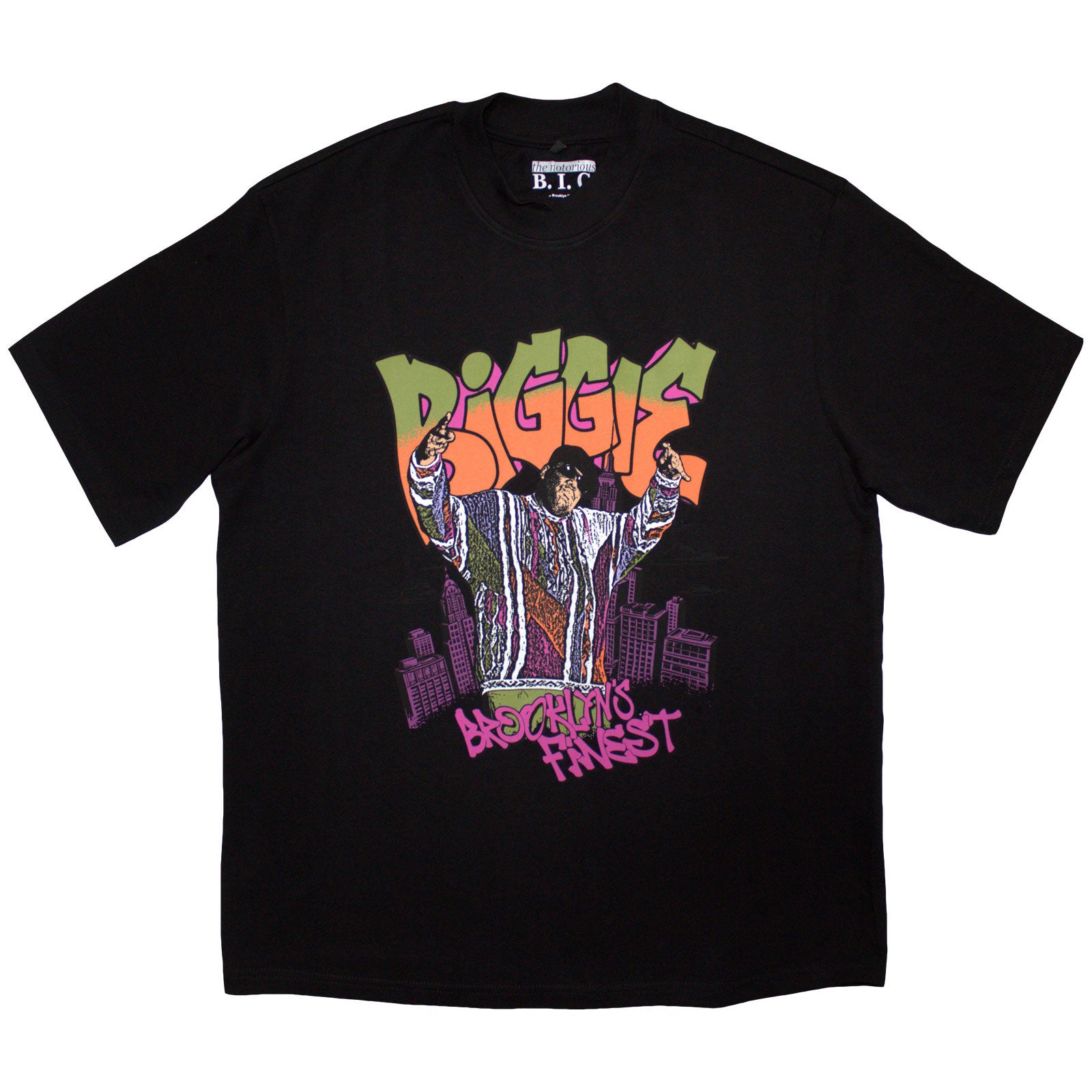 Biggie Smalls Unisex Oversized Boxy T-Shirt: Cartoon Graffiti (Black)