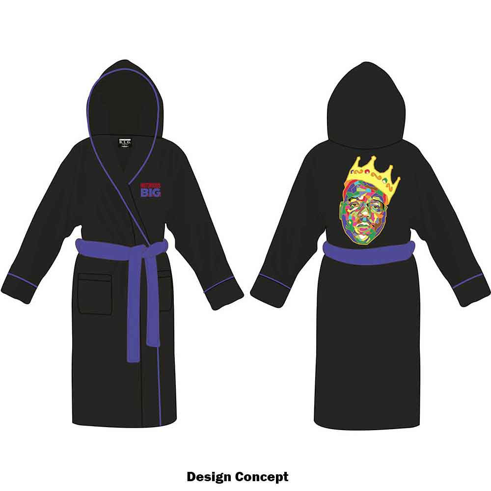 Biggie Smalls Unisex Bathrobe: Crown (Black) (Back Print)