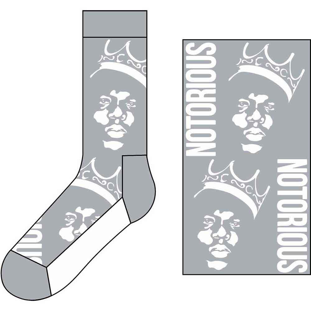 Biggie Smalls Unisex Ankle Socks: Crown Monochrome (Grey & White) (UK Size 7 - 11)