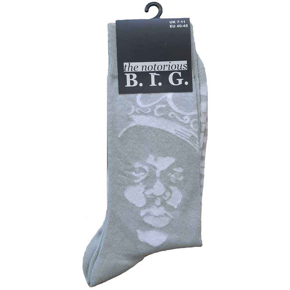 Biggie Smalls Unisex Ankle Socks: Crown Monochrome (Grey & White) (UK Size 7 - 11)