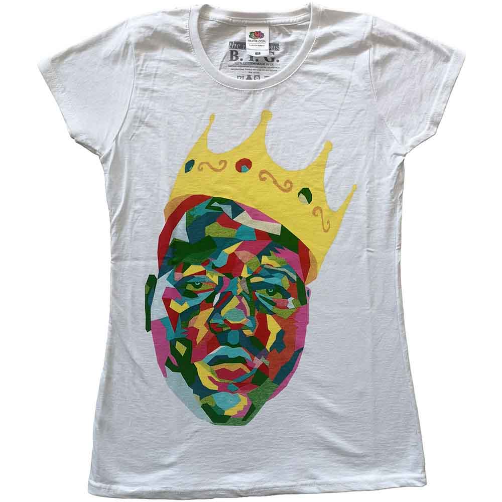 Biggie Smalls Ladies T-Shirt: Crown (White)