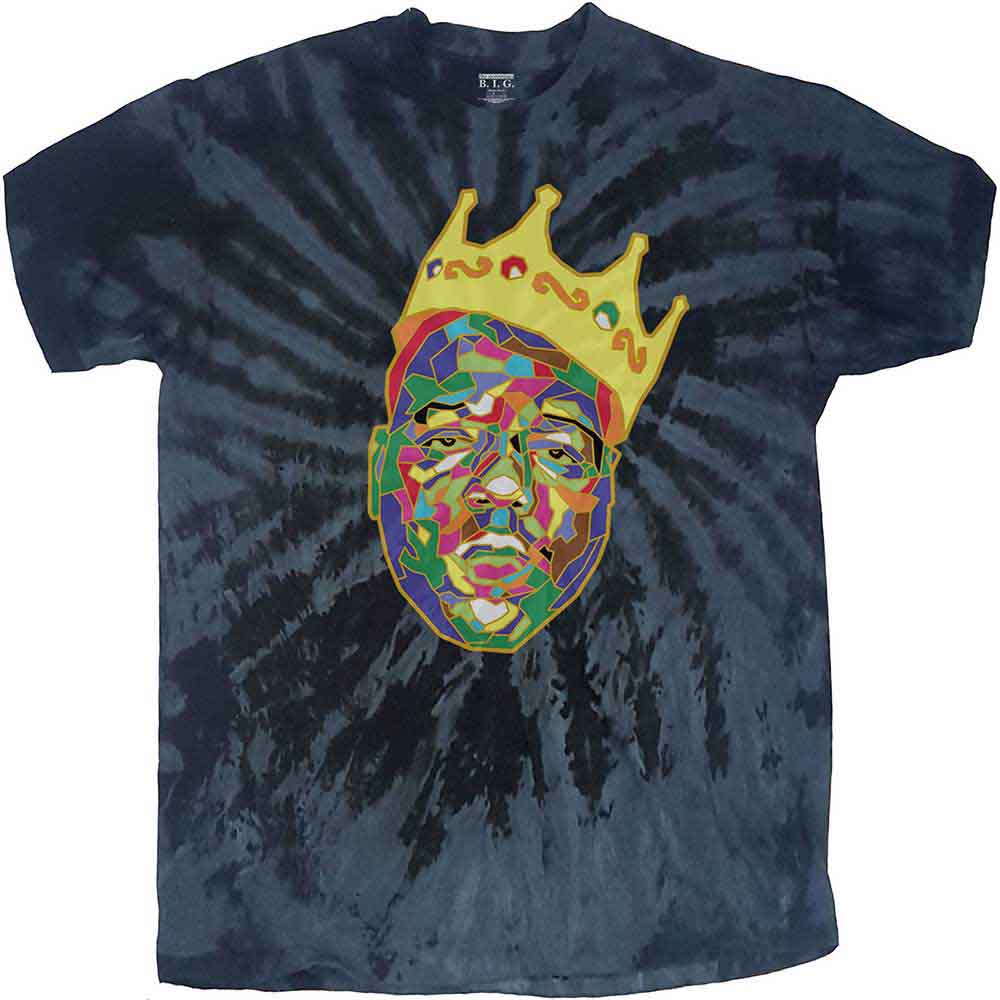 Biggie Smalls Unisex T-Shirt: Crown (Blue) (Wash Collection)