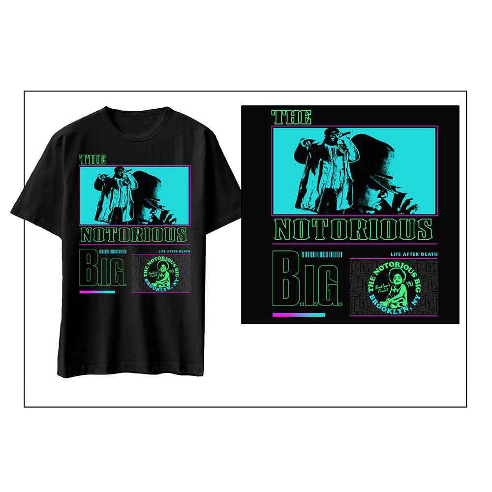 Biggie Smalls Unisex T-Shirt: Life After Death Neon (Black)