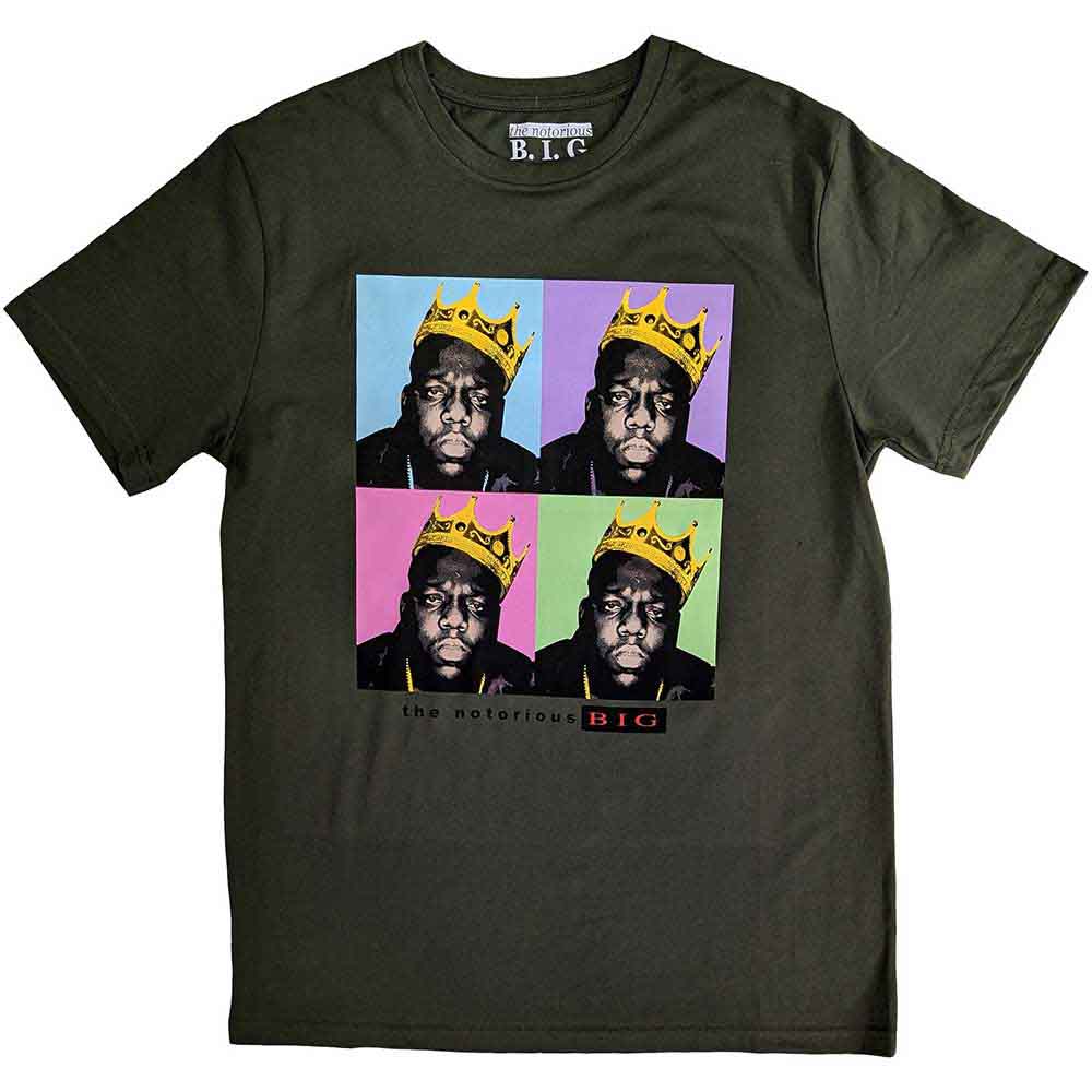 Biggie Smalls Unisex T-Shirt: Crown Pop Art (Green)