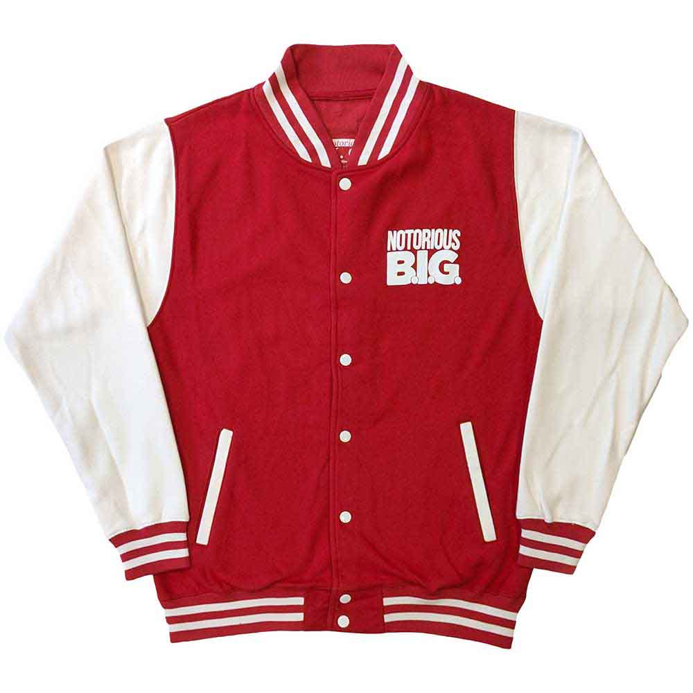 Biggie Smalls Unisex Varsity Jacket: Reachstrings (Red & White) (Back Print)