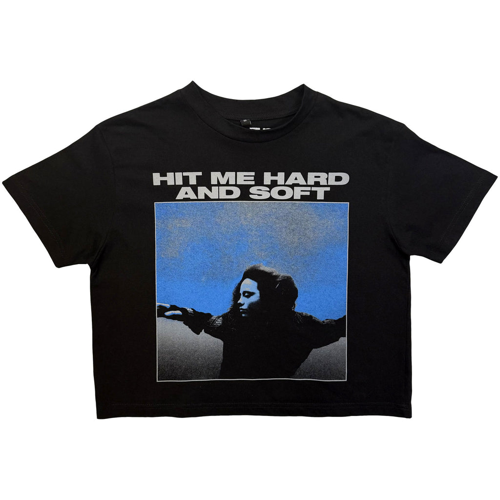Billie Eilish Ladies Crop Top: HMHAS Tracklist (Black) (Back Print)