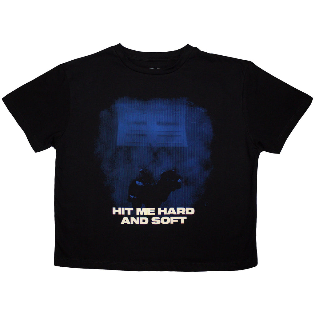 Billie Eilish Ladies Crop Top: HMHAS Blue Lines (Black)