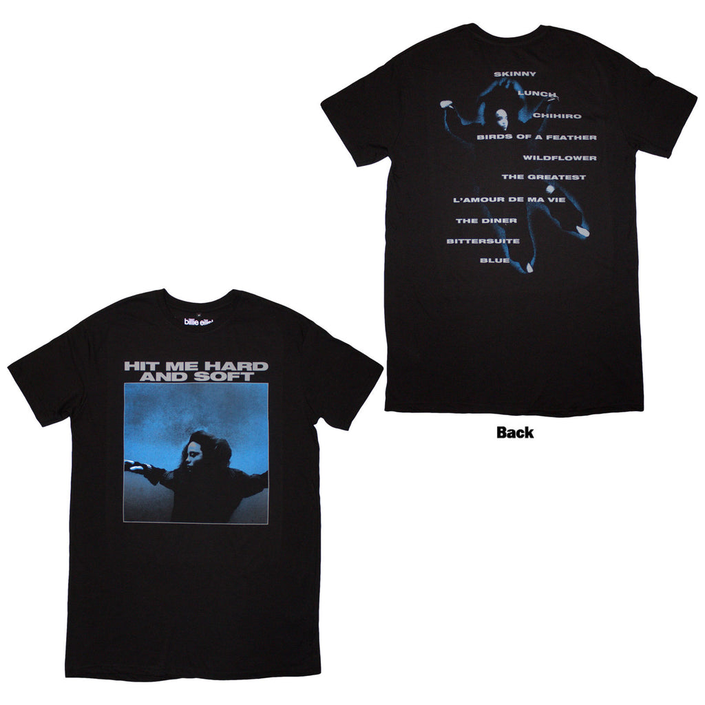 Billie Eilish Ladies T-Shirt Dress: HMHAS Tracklist (Black) (Back Print)