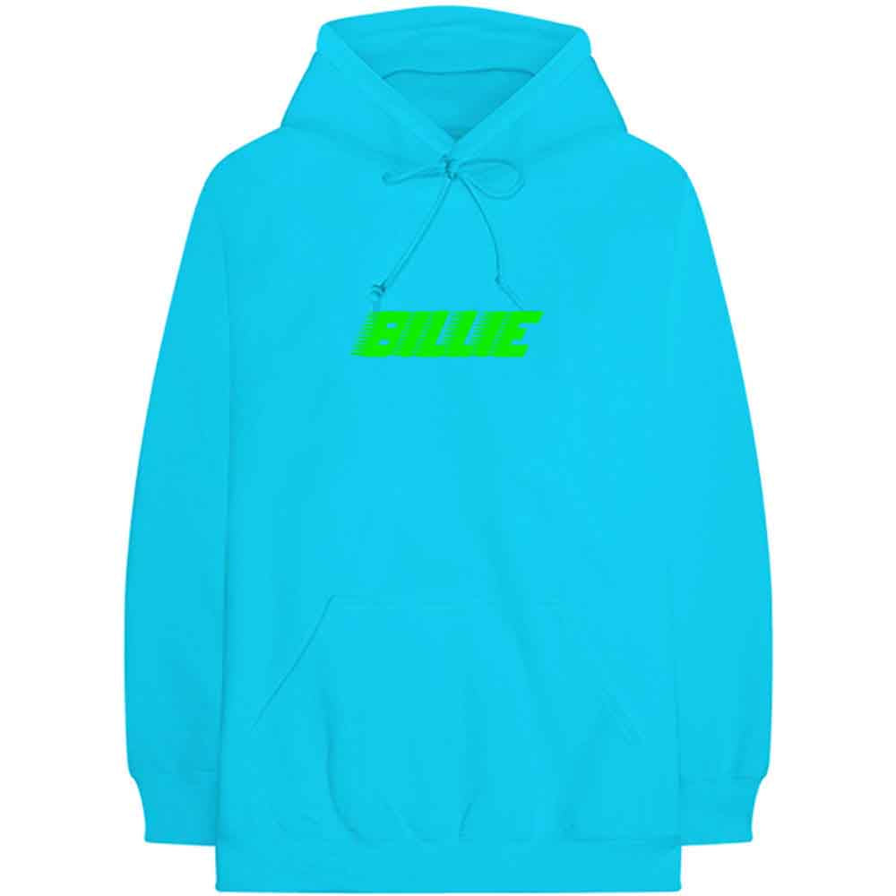 Billie Eilish Unisex Pullover Hoodie: Thermal Photo (Neon Blue) (Back Print)