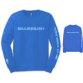 Billie Eilish Unisex Long Sleeve T-Shirt: Smile (Mid Blue) (Back & Sleeve Print)
