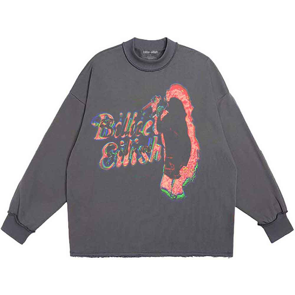 Billie Eilish Unisex Long Sleeve T-Shirt: Neon Silhouette (Charcoal Grey)