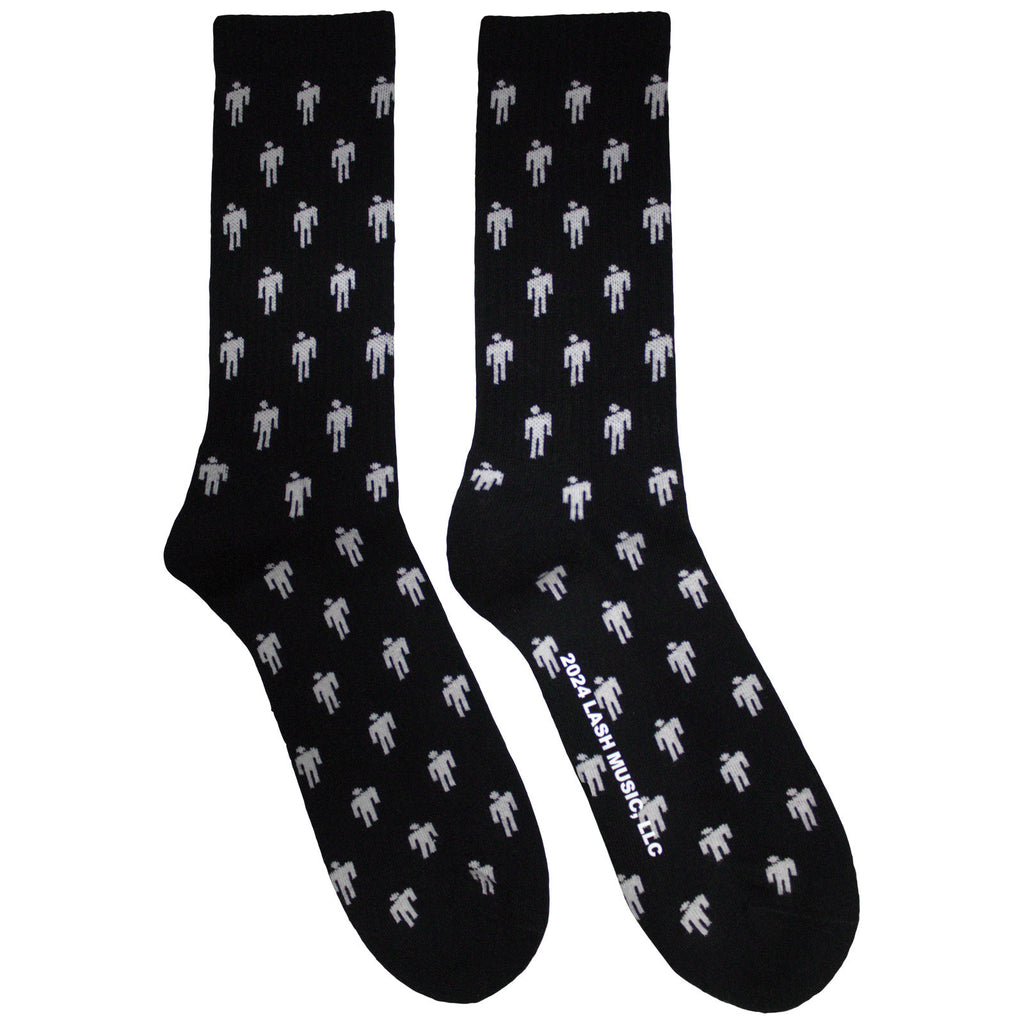 Billie Eilish Ladies Socks: Blohsh Pattern (Black) (UK Size 4 - 7)