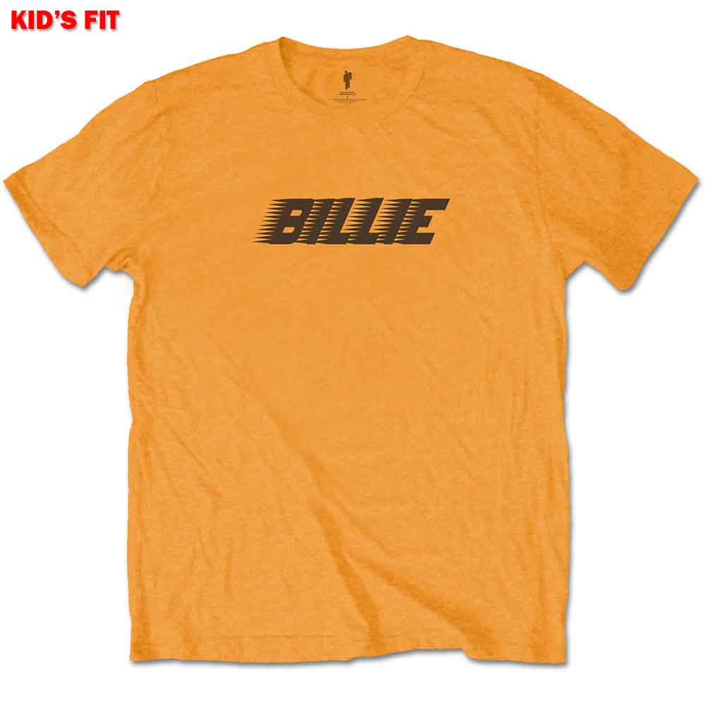 Billie Eilish Kids T-Shirt: Racer Logo & Blohsh (Orange) (Back Print)