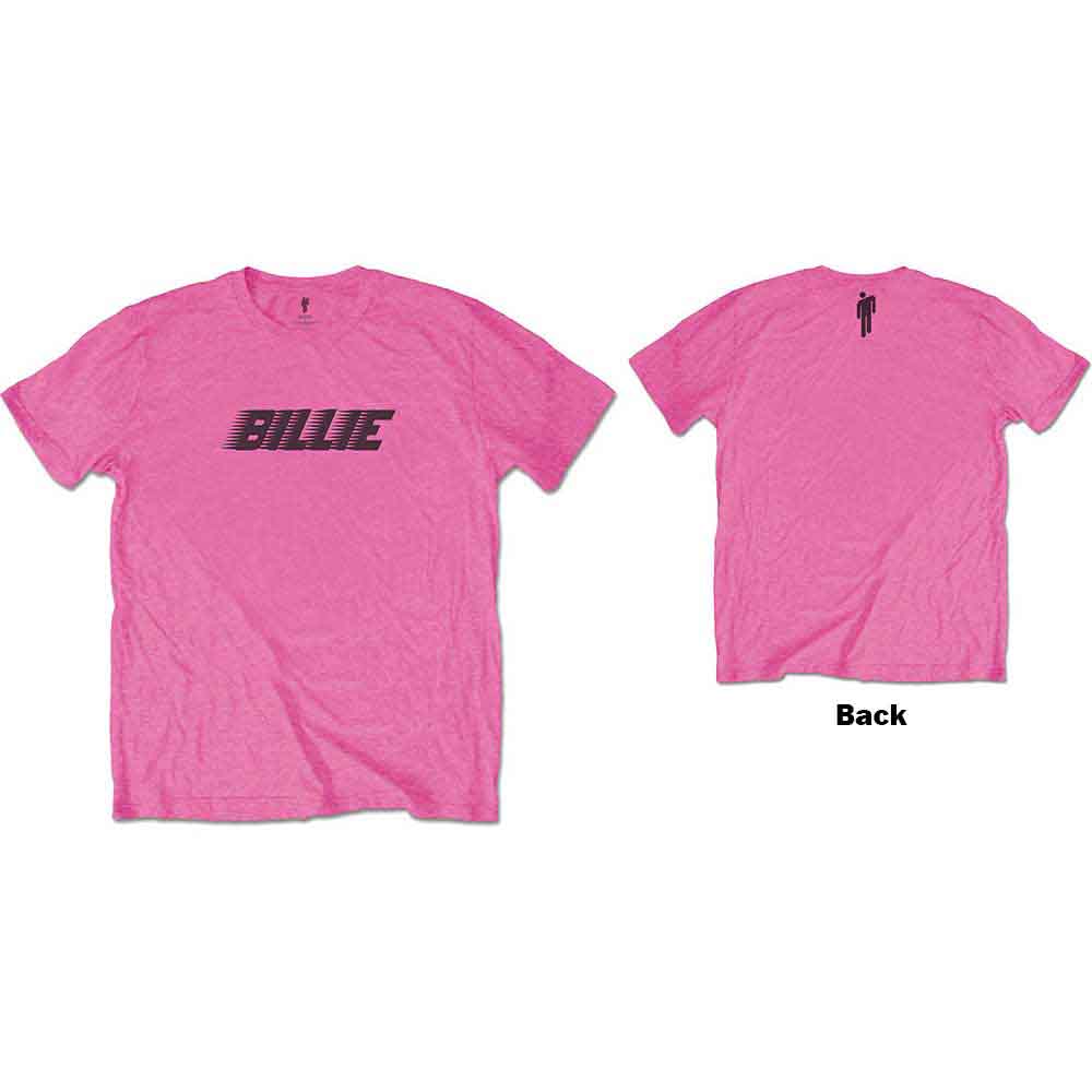 Billie Eilish Kids T-Shirt: Racer Logo & Blohsh (Pink) (Back Print)