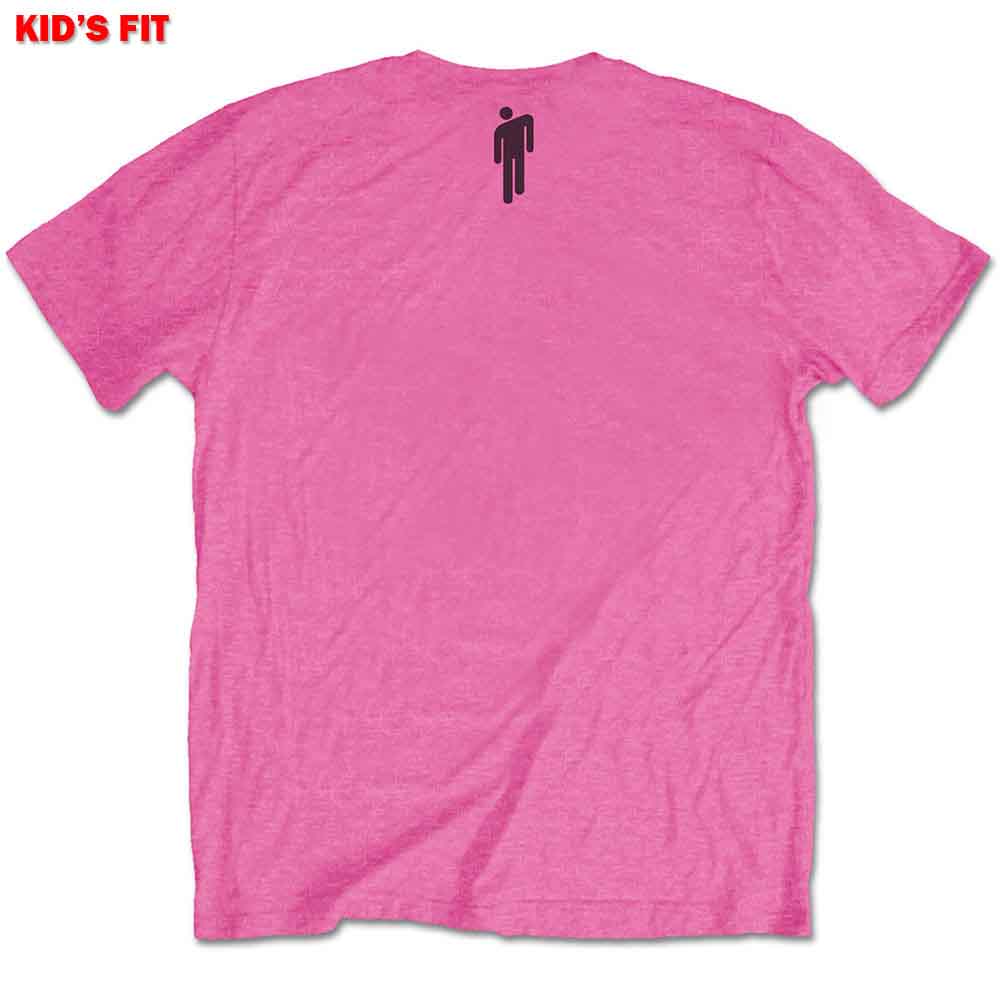 Billie Eilish Kids T-Shirt: Racer Logo & Blohsh (Pink) (Back Print)