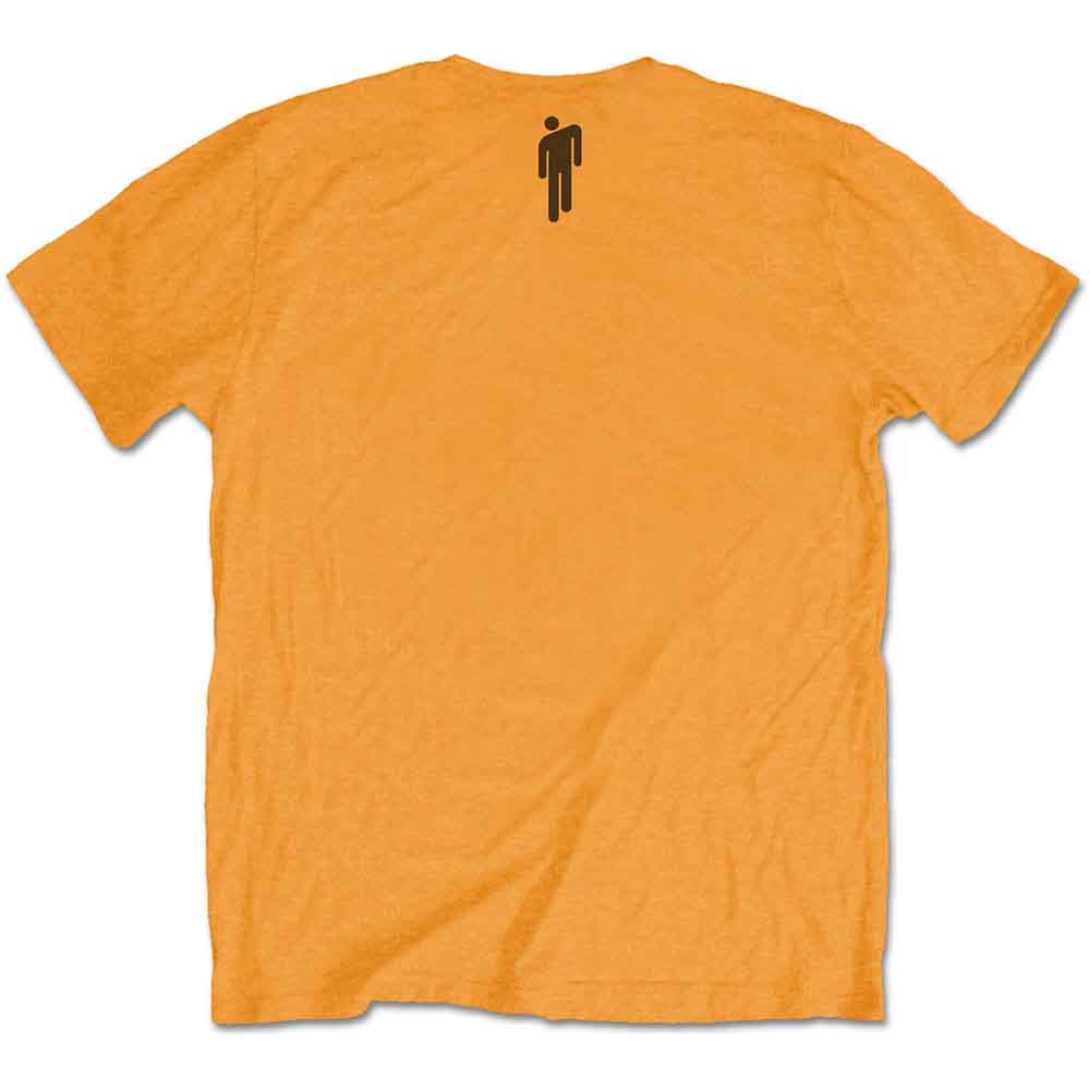 Billie Eilish Unisex T-Shirt: Racer Logo & Blohsh (Orange) (Back Print)