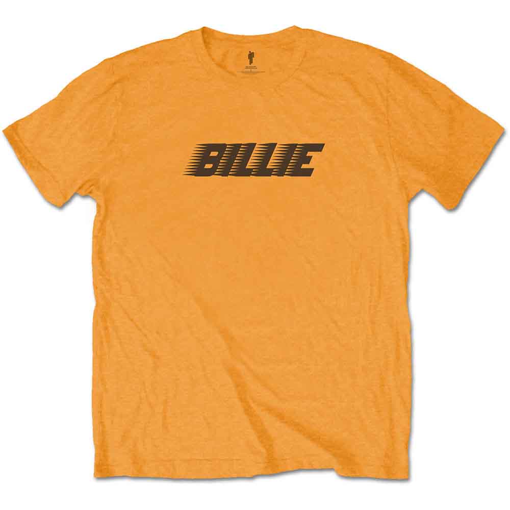 Billie Eilish Unisex T-Shirt: Racer Logo & Blohsh (Orange) (Back Print)