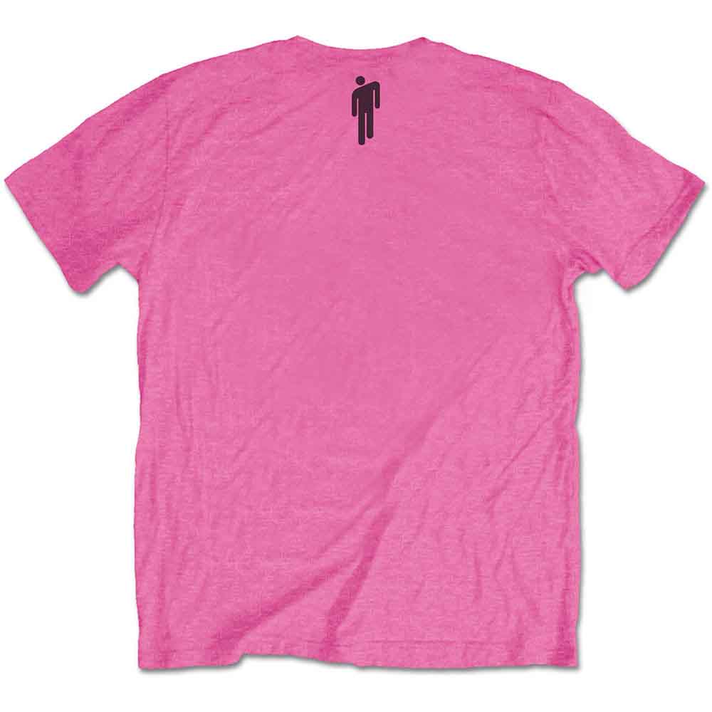 Billie Eilish Unisex T-Shirt: Racer Logo & Blohsh (Pink) (Back Print)