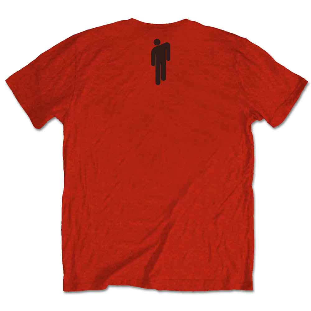 Billie Eilish Unisex T-Shirt: Racer Logo & Blohsh (Red) (Back Print)