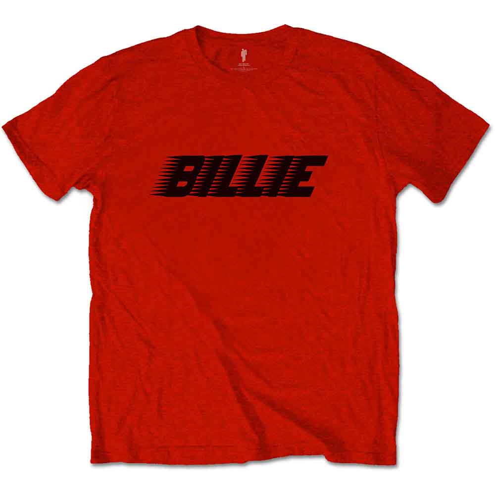 Billie Eilish Unisex T-Shirt: Racer Logo & Blohsh (Red) (Back Print)