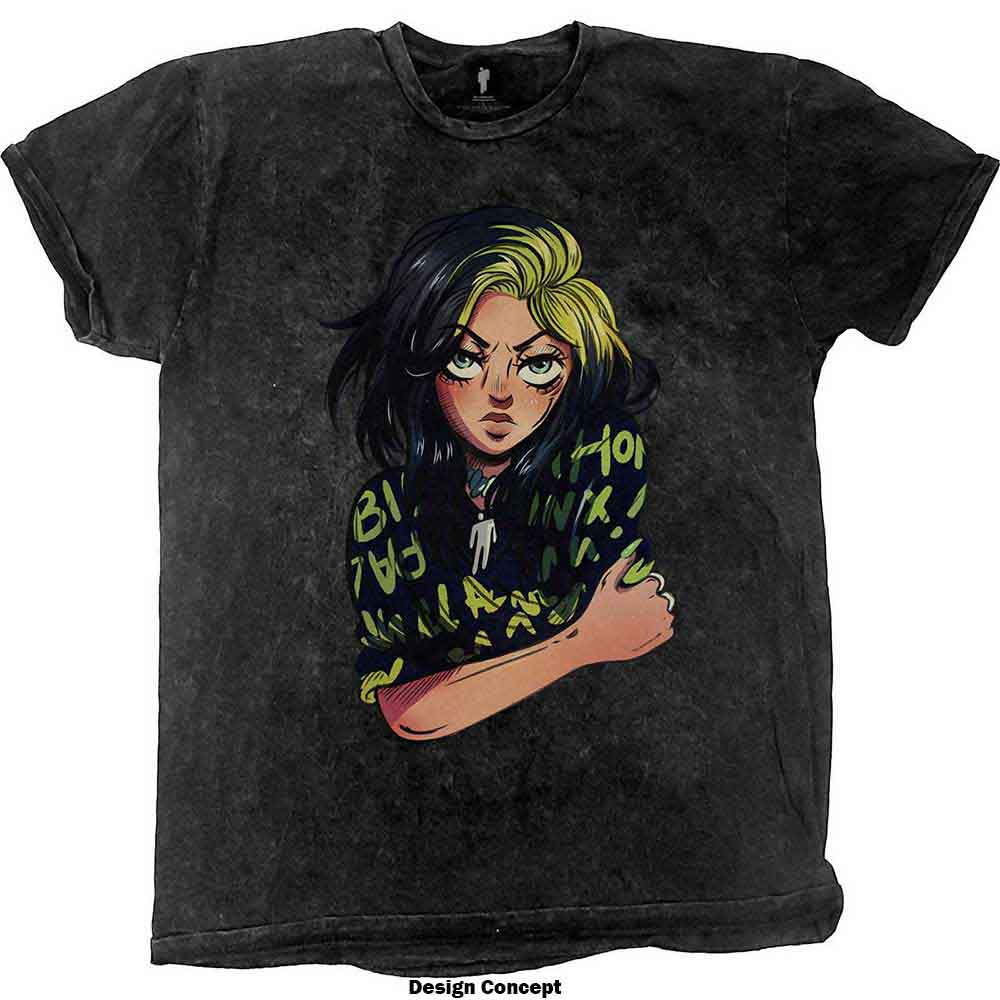 Billie Eilish Unisex T-Shirt: Anime Billie (Black) (Wash Collection)
