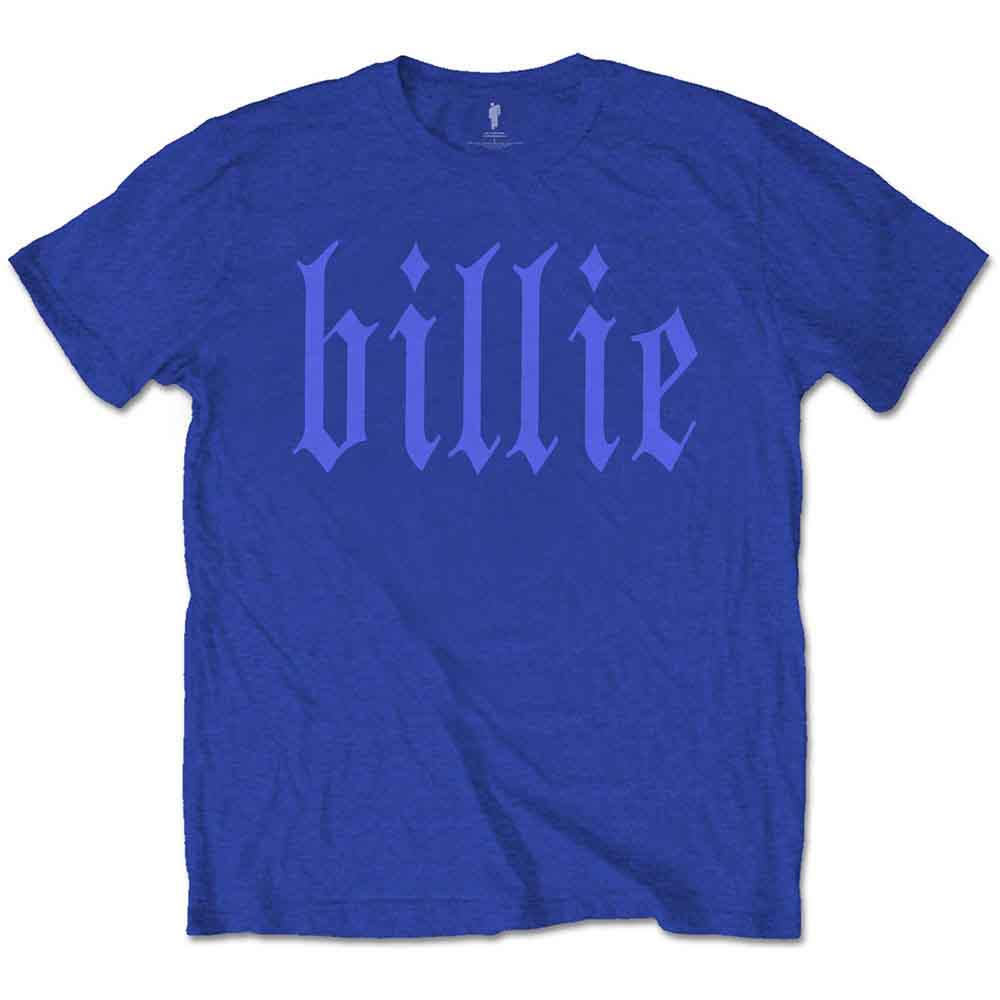 Billie Eilish Unisex T-Shirt: Billie 5 (Blue) (Back Print)