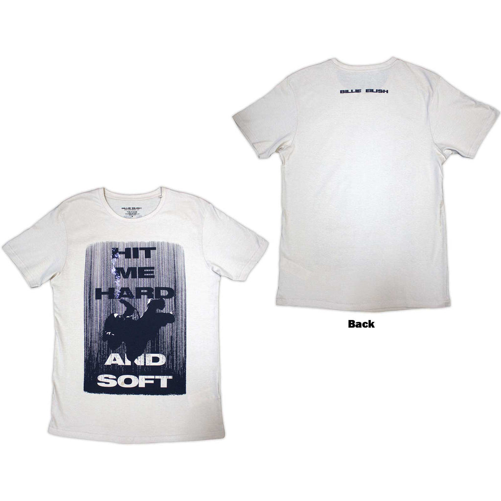 Billie Eilish Unisex T-Shirt: Hit Me Hard And Soft Falling (Natural) (Back Print)