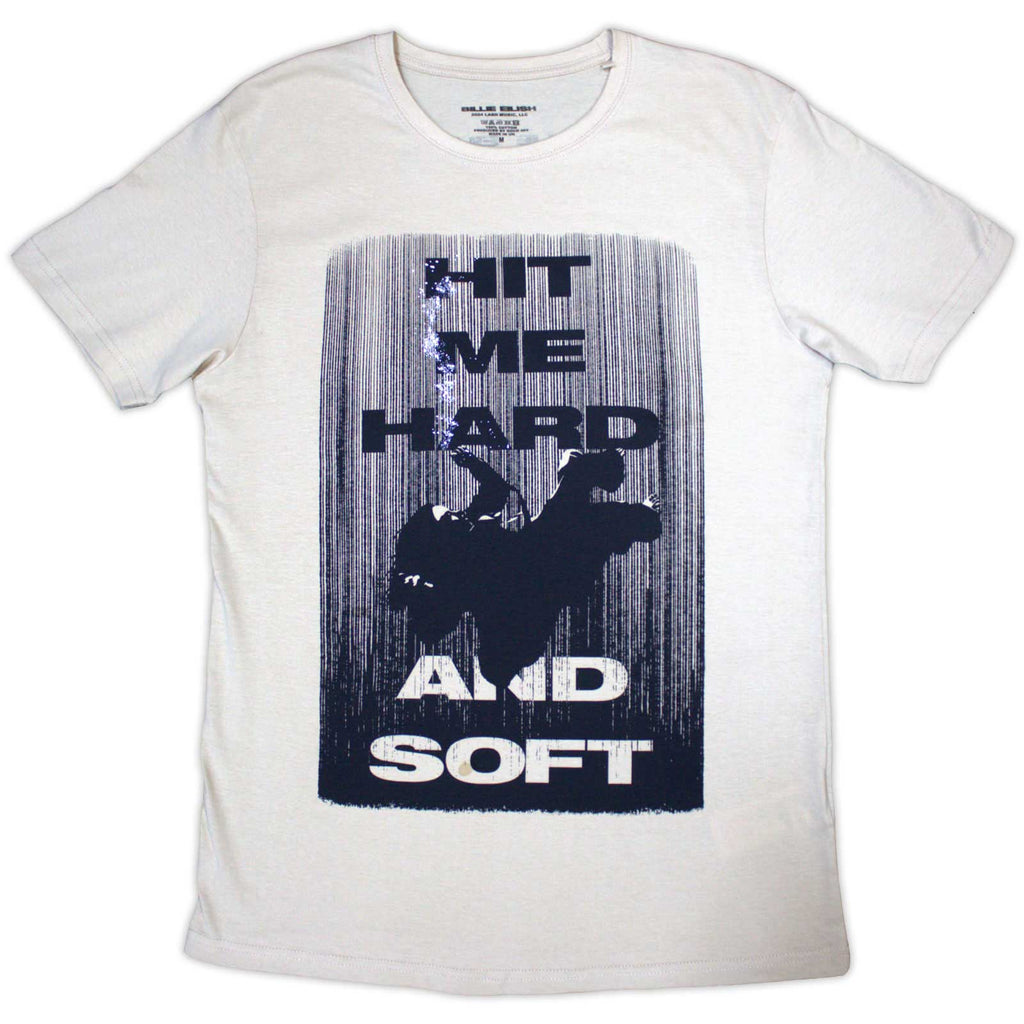 Billie Eilish Unisex T-Shirt: Hit Me Hard And Soft Falling (Natural) (Back Print)